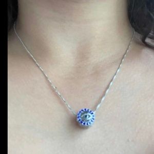 new in plastic silver evil eye 🧿 thick pendant necklace